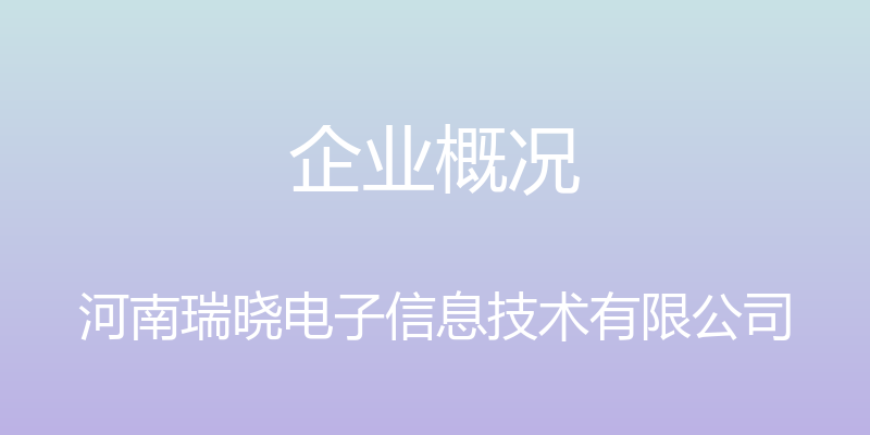 企业概况 - 河南瑞晓电子信息技术有限公司