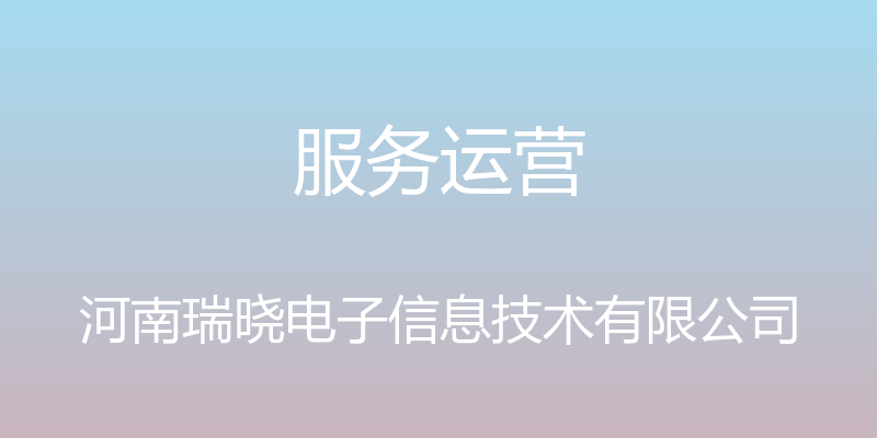 服务运营 - 河南瑞晓电子信息技术有限公司